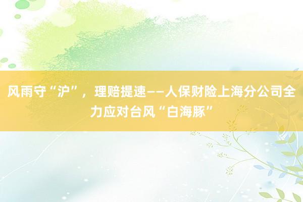 风雨守“沪”，理赔提速——人保财险上海分公司全力应对台风“白海豚”