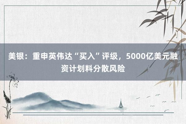 美银：重申英伟达“买入”评级，5000亿美元融资计划料分散风险