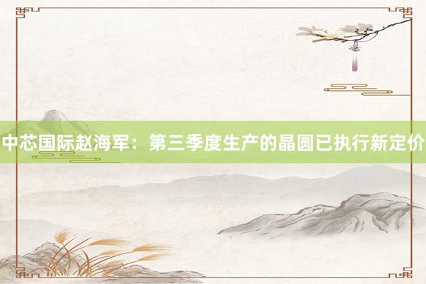 中芯国际赵海军：第三季度生产的晶圆已执行新定价
