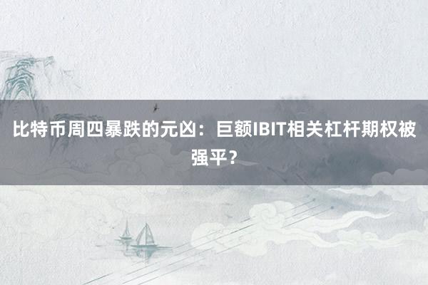 比特币周四暴跌的元凶：巨额IBIT相关杠杆期权被强平？