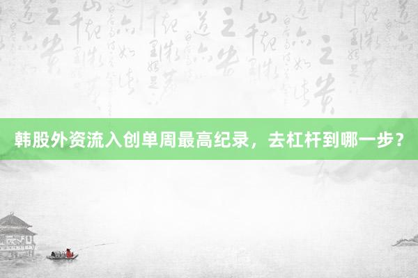 韩股外资流入创单周最高纪录，去杠杆到哪一步？