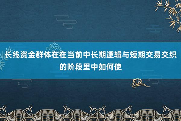 长线资金群体在在当前中长期逻辑与短期交易交织的阶段里中如何使