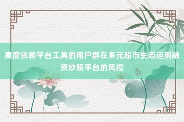 高度依赖平台工具的用户群在多元股市生态运用融资炒股平台的风控