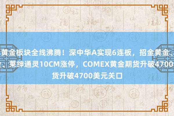 黄金板块全线沸腾！深中华A实现6连板，招金黄金、湖南黄金、莱绅通灵10CM涨停，COMEX黄金期货升破4700美元关口