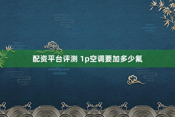 配资平台评测 1p空调要加多少氟