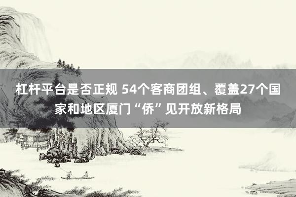 杠杆平台是否正规 54个客商团组、覆盖27个国家和地区厦门“侨”见开放新格局