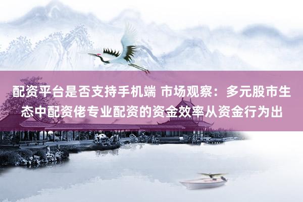 配资平台是否支持手机端 市场观察：多元股市生态中配资佬专业配资的资金效率从资金行为出