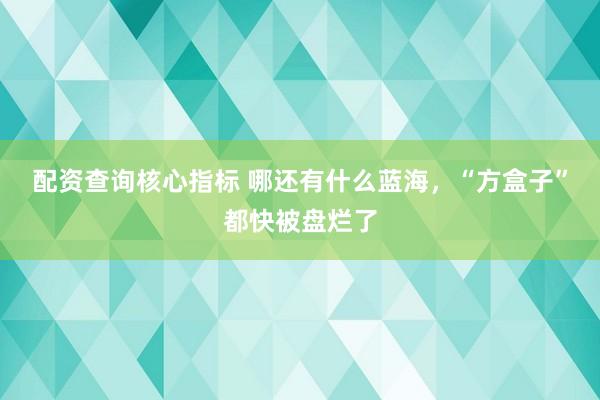 配资查询核心指标 哪还有什么蓝海，“方盒子”都快被盘烂了